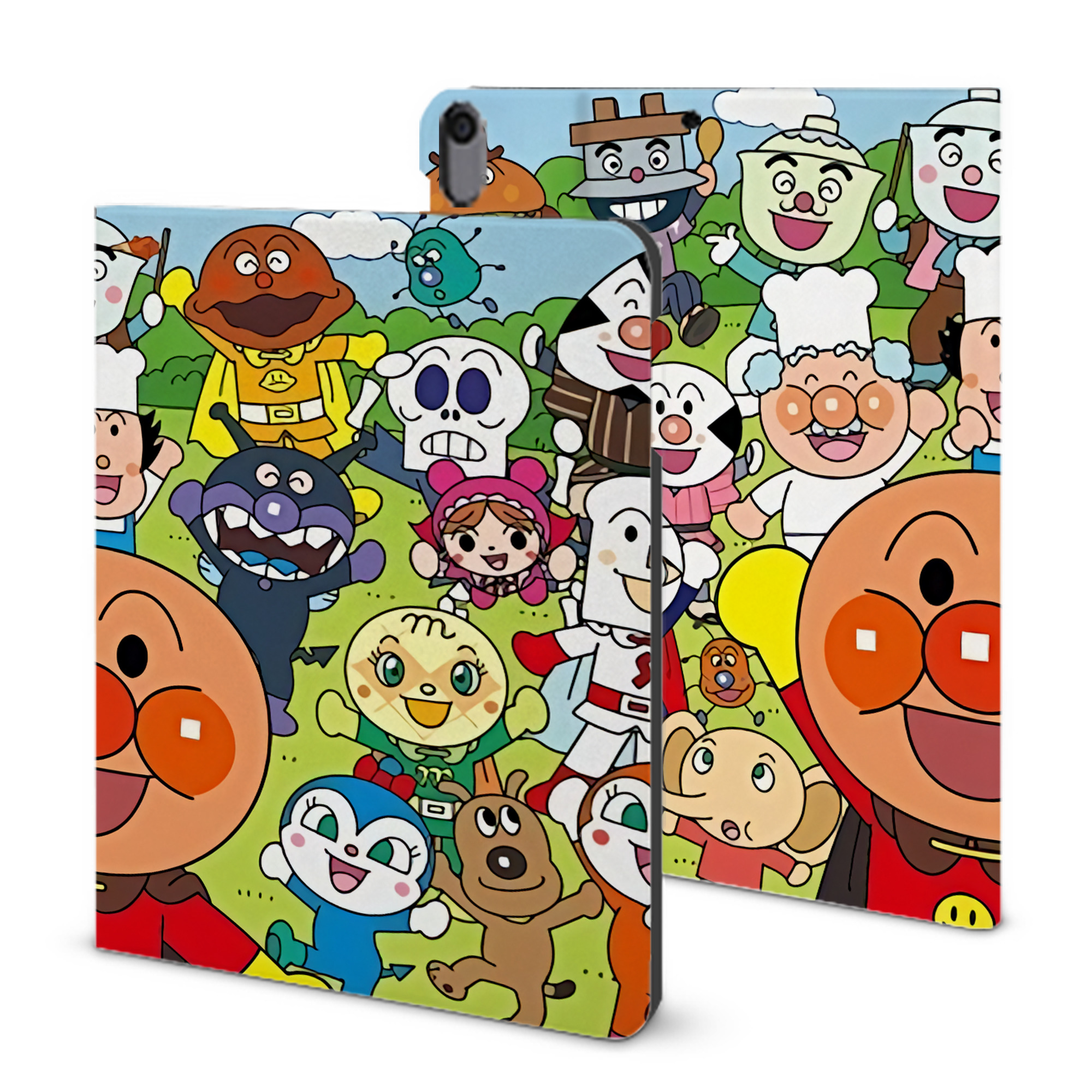 （画像用） アンパンマン Anpanman IPad ケース ブック型 PUレザー TPU 耐衝撃 軽量 薄型 ペン収納なし 全面保護 IPad 各モデル対応